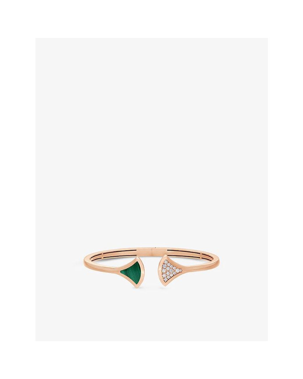 BVLGARI White Diva's Dream 18Ct Rose- Malachite And 0.16Ct Brilliant-Cut Diamond Bracelet