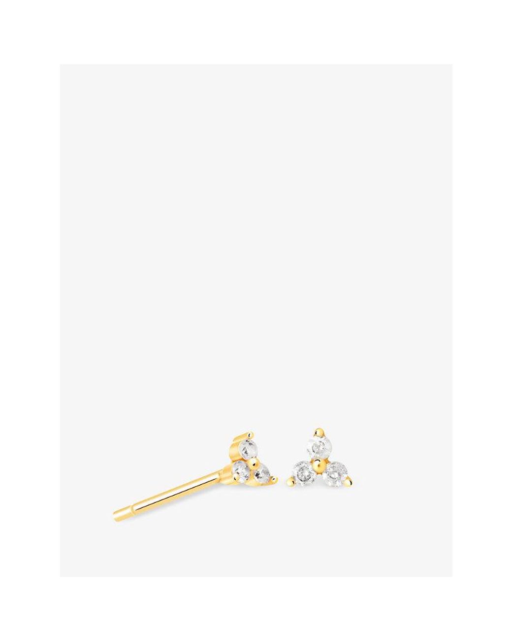 Astrid & Miyu Natural Triple Crystal 18Ct-Plated Sterling- Stud Earrings