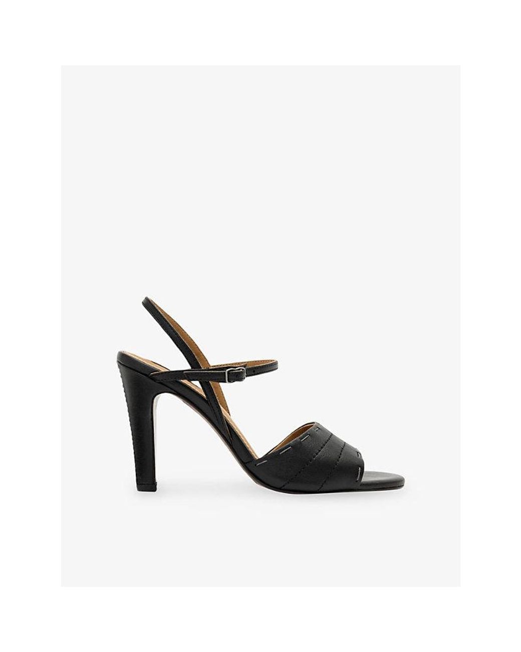 AllSaints Black Lila Heeled Leather Sandals