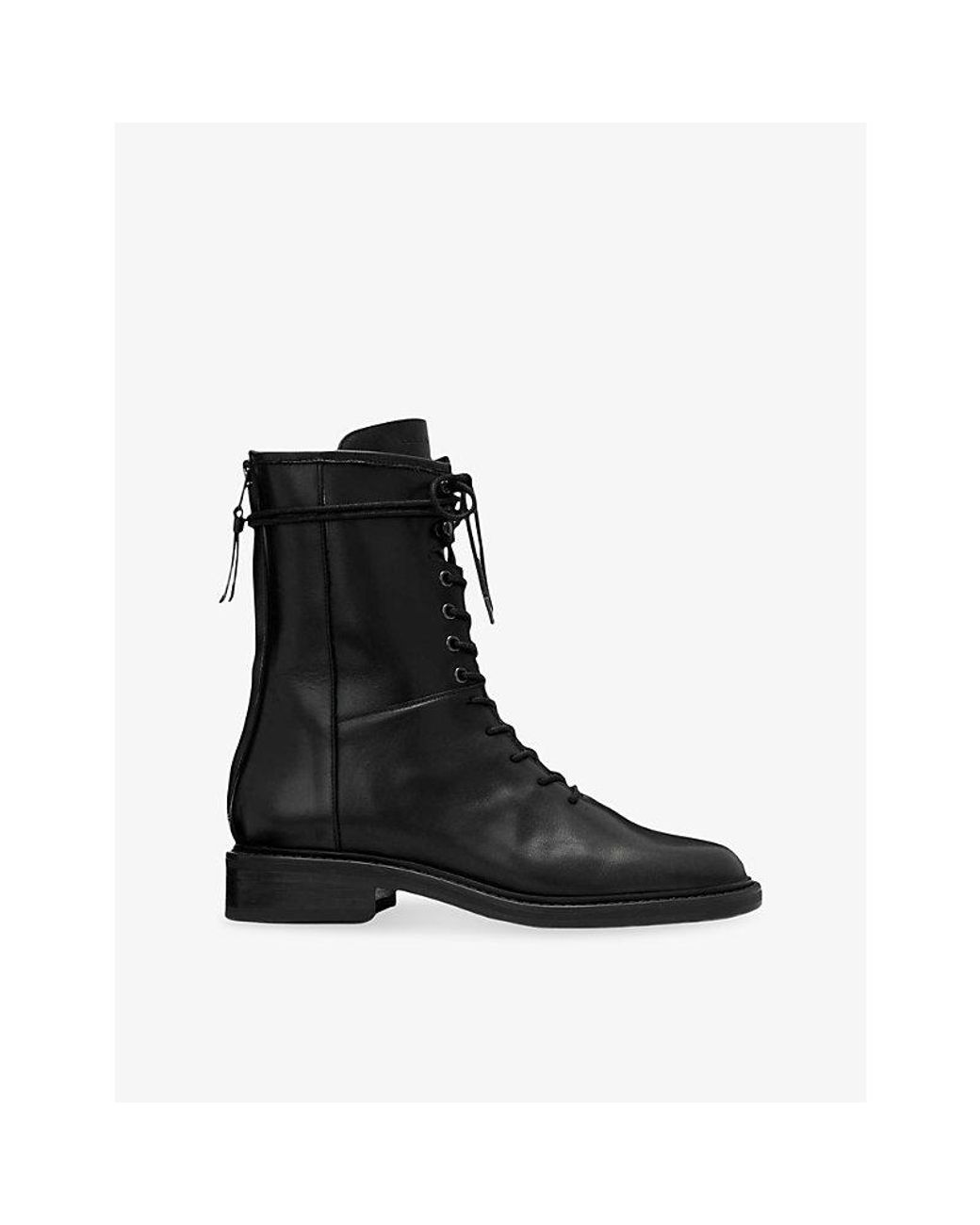 AllSaints Black Misty Lace-Up Leather Boots