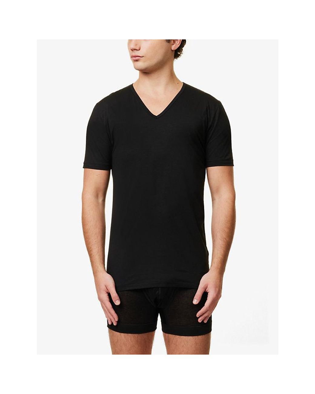 Zimmerli of Switzerland Black Pure Comfort Cotton-Blend T-Shirt for men
