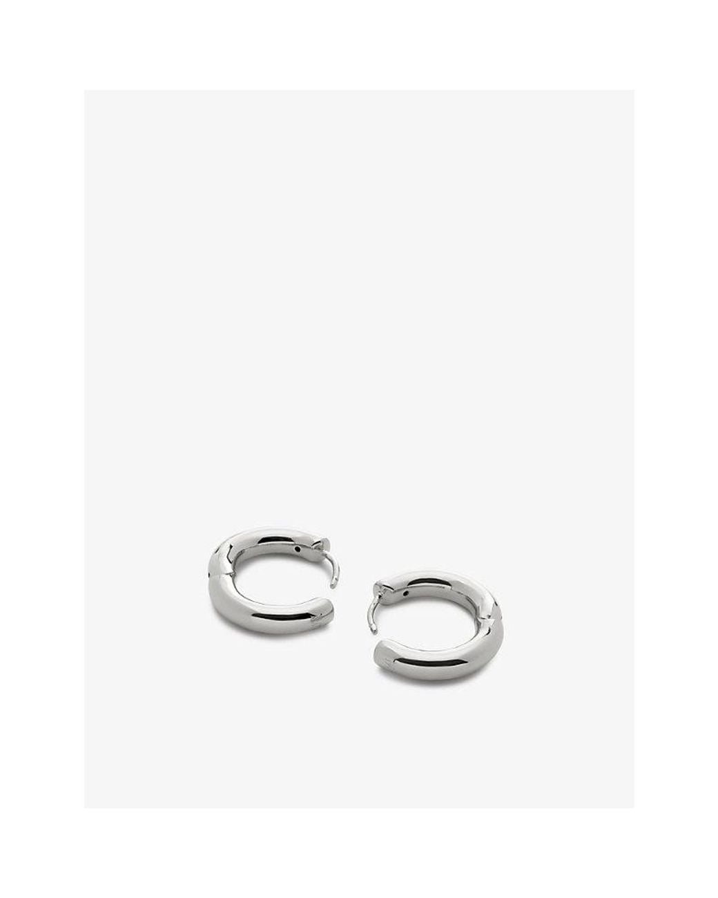 Monica Vinader White Essential Click Small Sterling- Hoop Earrings