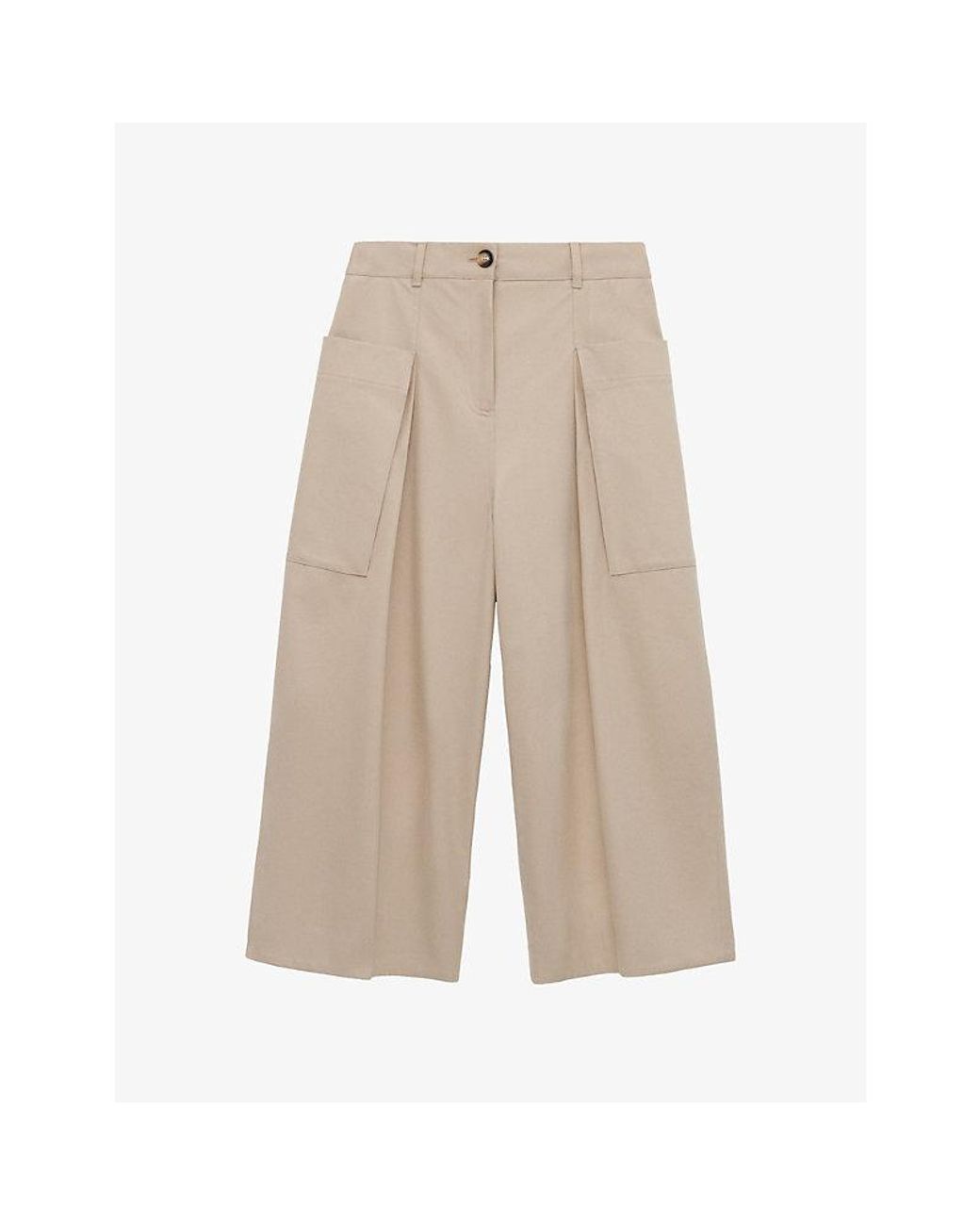 Loewe Natural Cropped Wide-Leg Silk -Cotton Blend Trousers