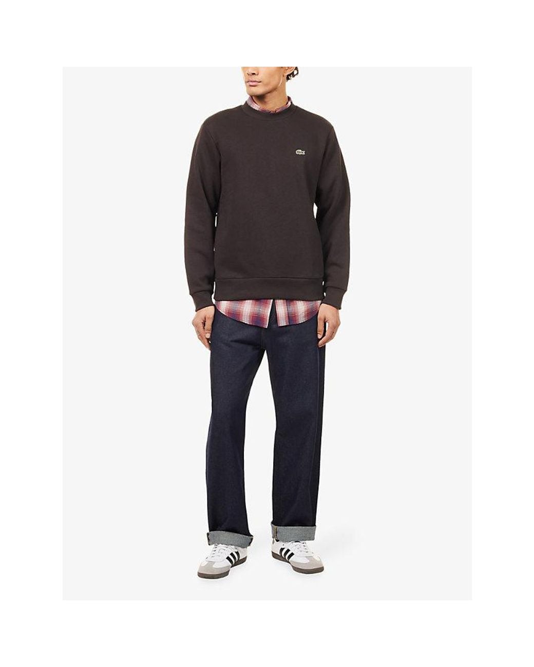 Lacoste Blue Logo-Embroidered Cotton-Blend Sweatshirt for men