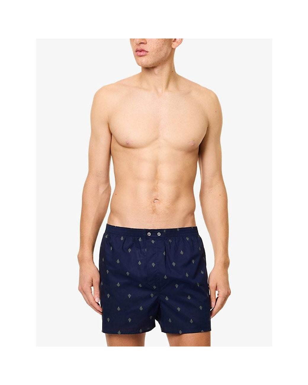 Derek Rose Blue Brindisi Classic-Fit Cotton Boxer Shorts for men
