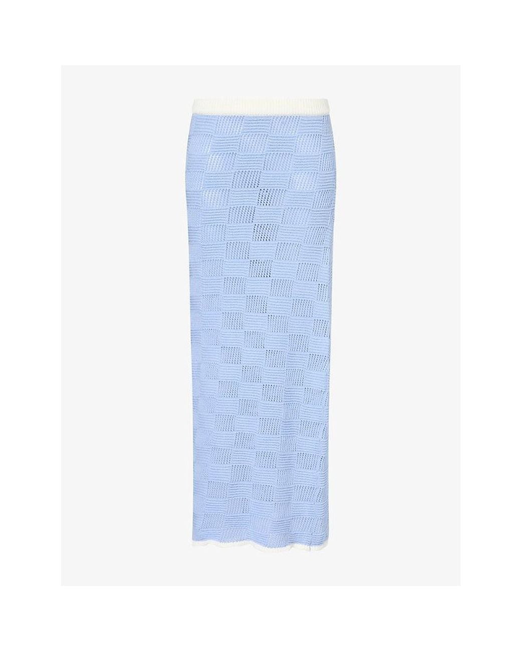 4th & Reckless Blue Yasmin Crochet Knit Maxi Skirt