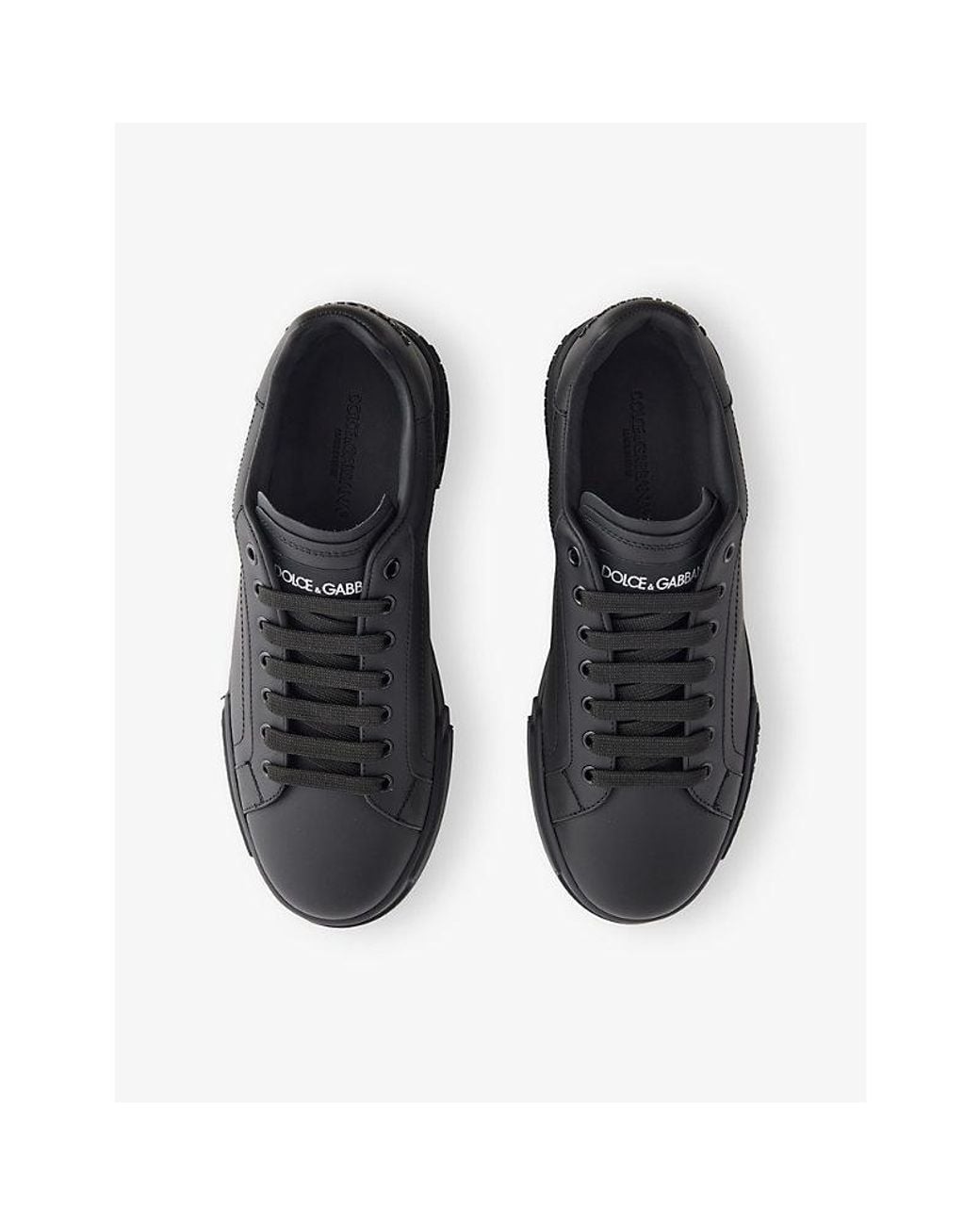 Dolce & Gabbana Black Portofino 2.0 Clean Leather Low-Top Trainers for men