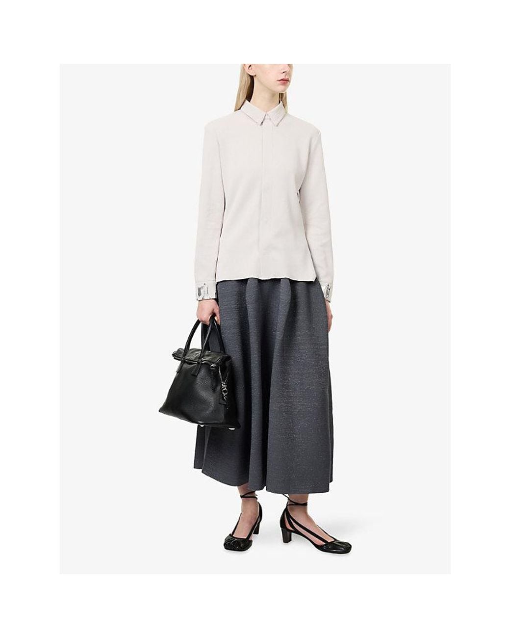 CFCL White Milan Foil-Cuffs Knit Shirt