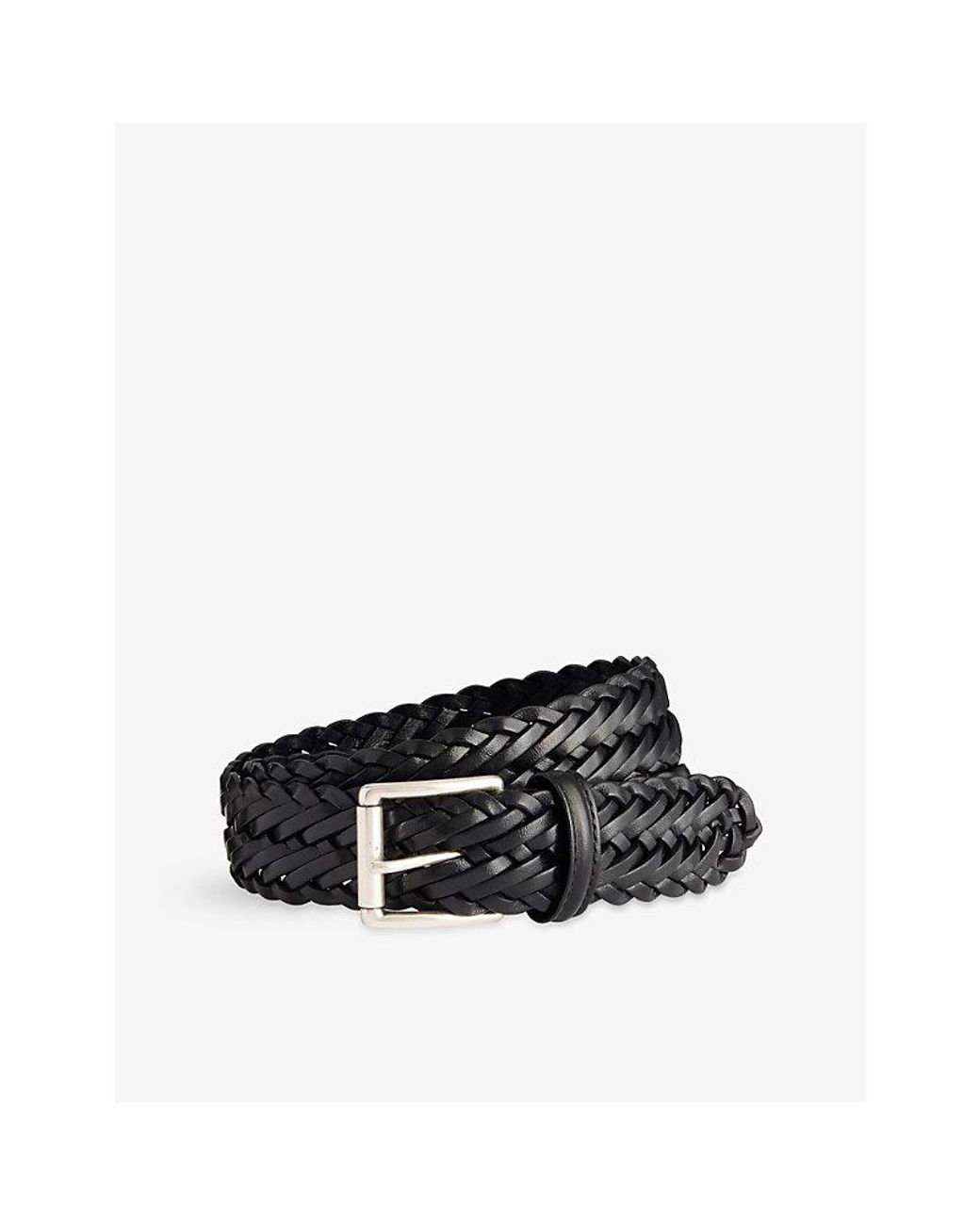 Andersons Black Woven Leather Belt for men