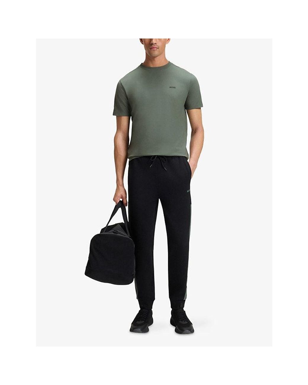 Boss Green Brand-Emed Short-Sleeved Stretch-Cotton T-Shirt for men