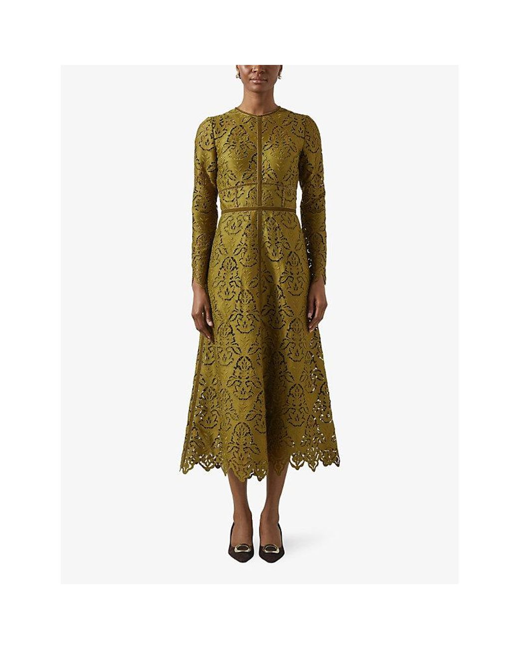 green emerald velvet dress Raven Crepe and Velvet Dress in Dark-Green – Rhea Costa main image 1