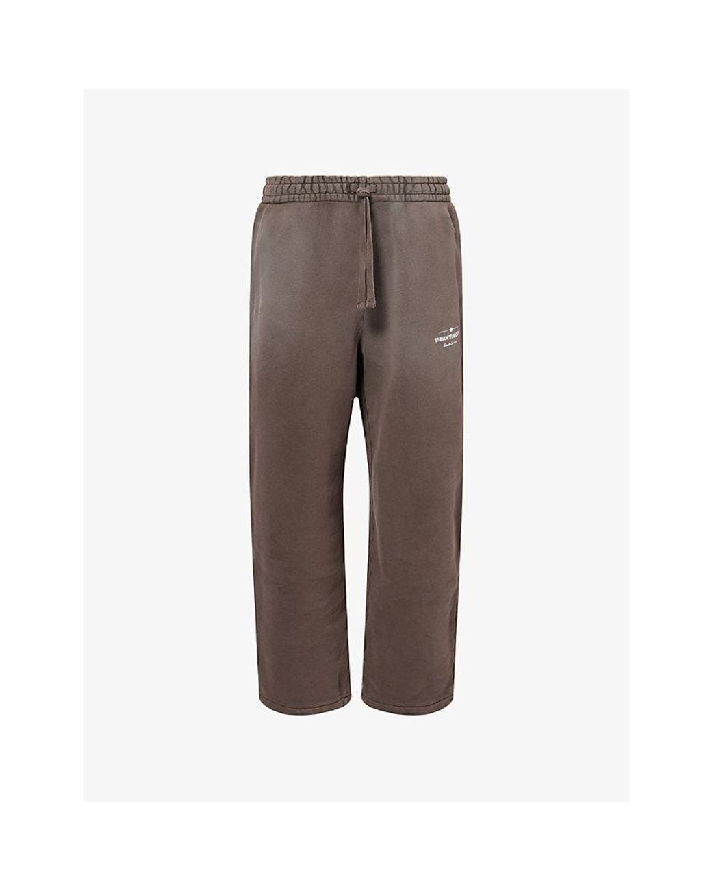 The Couture Club Brown Spray-Wash Logo-Print Cotton Jogging Bottoms for men