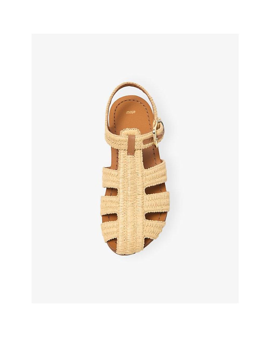 Maje Natural Flat-Strap Woven Sandals