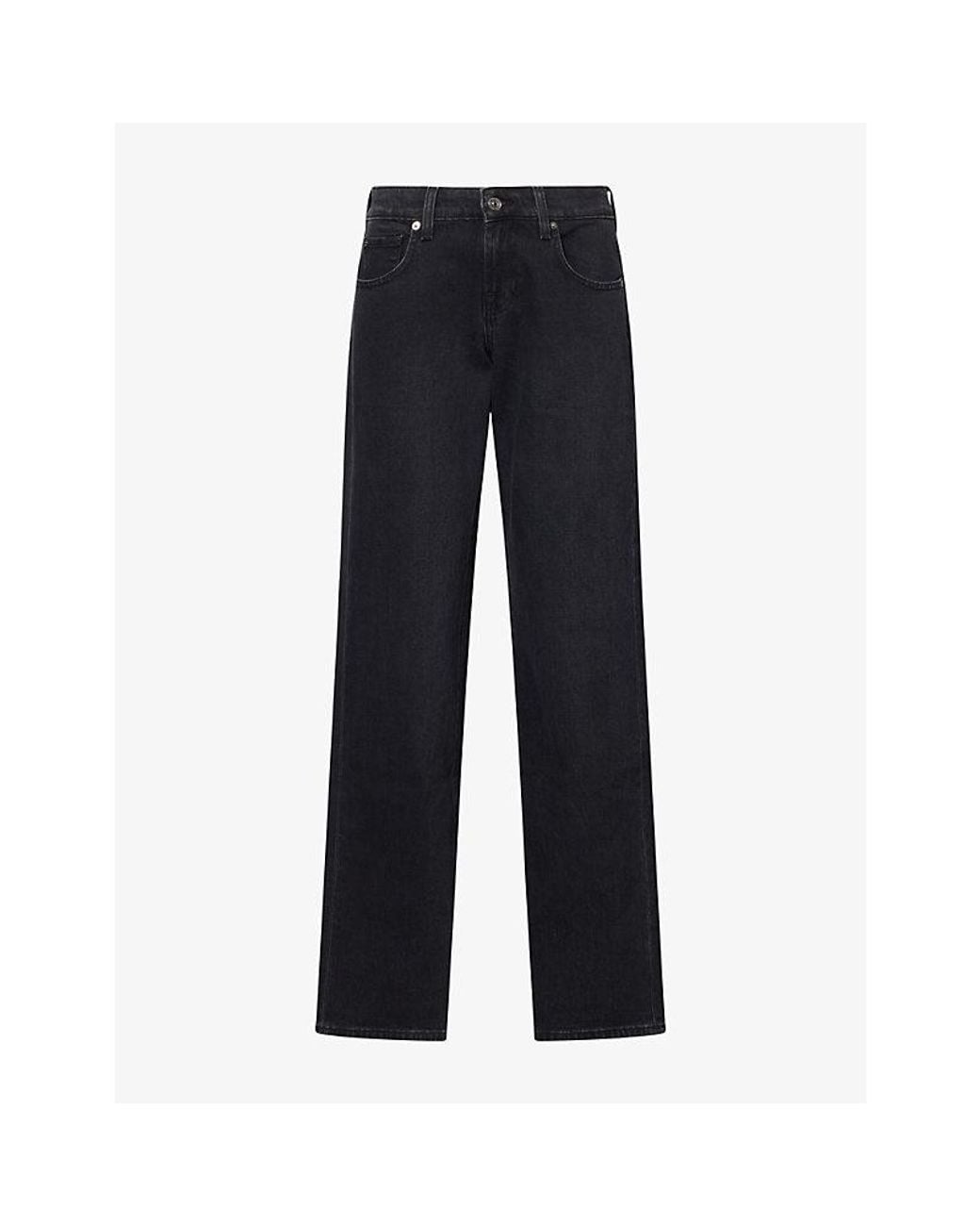 7 For All Mankind Blue Low-Rise Straight-Leg Denim Jeans