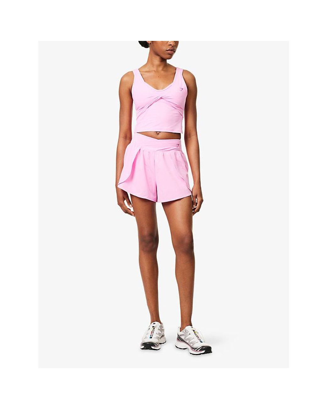 GYMSHARK Pink Form Cross Over Back Stretch-Jersey Tank Top
