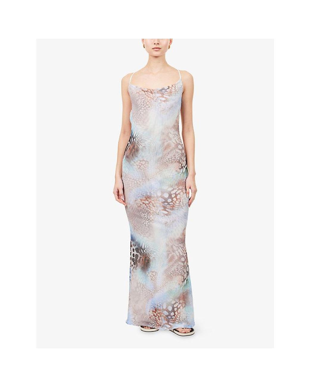 Gracejacob White Oceana Backless Mesh Maxi Dress