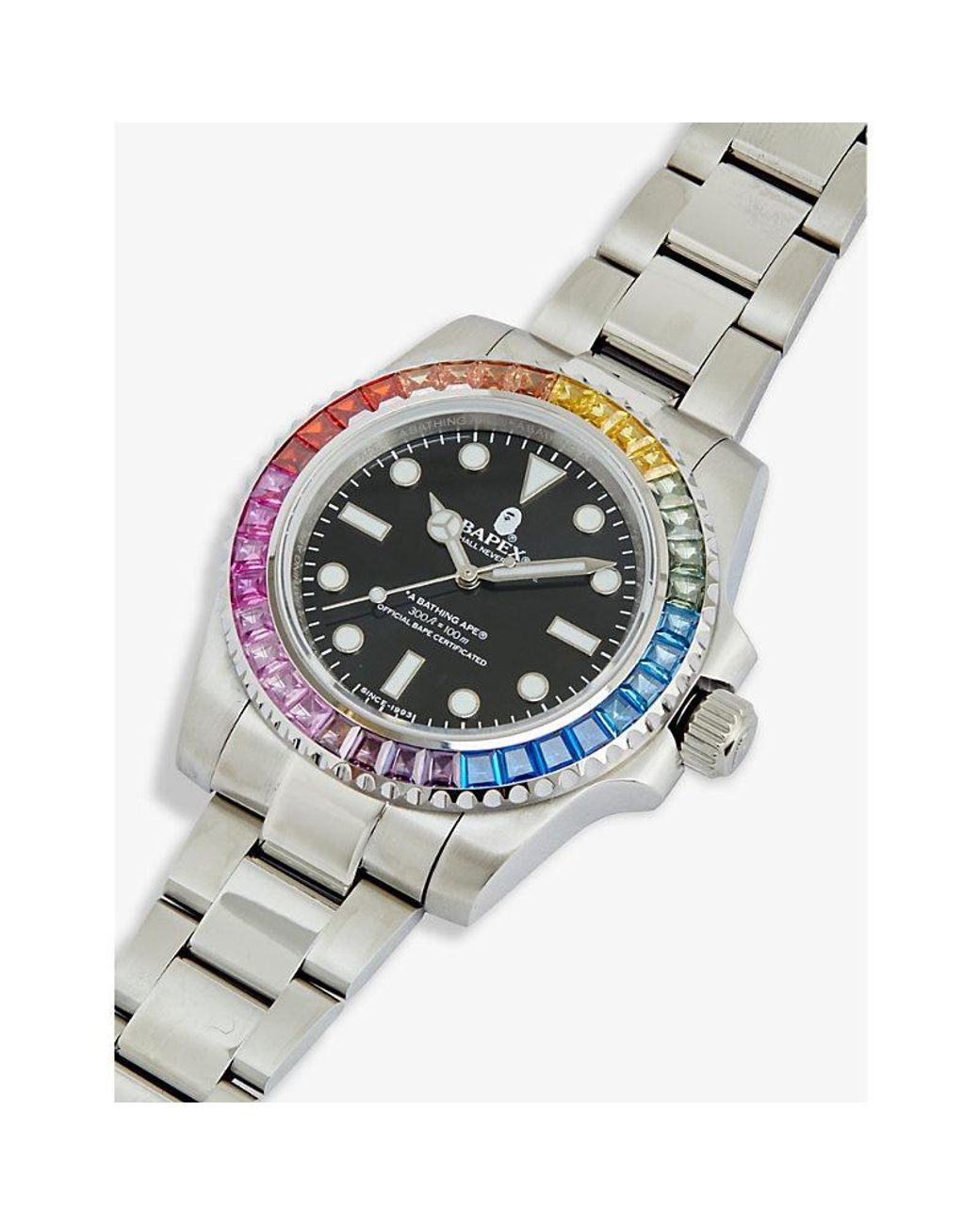 A Bathing Ape Type 1 Bapex Stainless-steel Movement Watch in White