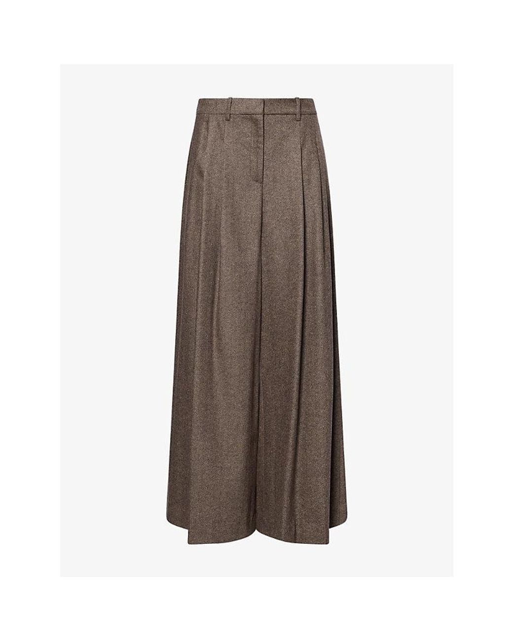 Twp Brown Avery Wide-Leg Wool-Blend Trousers