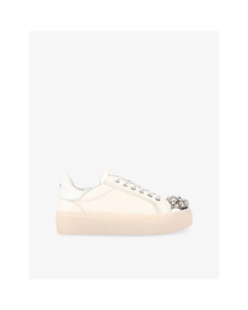Kurt Geiger Natural Crystal Toecap Leather Trainers