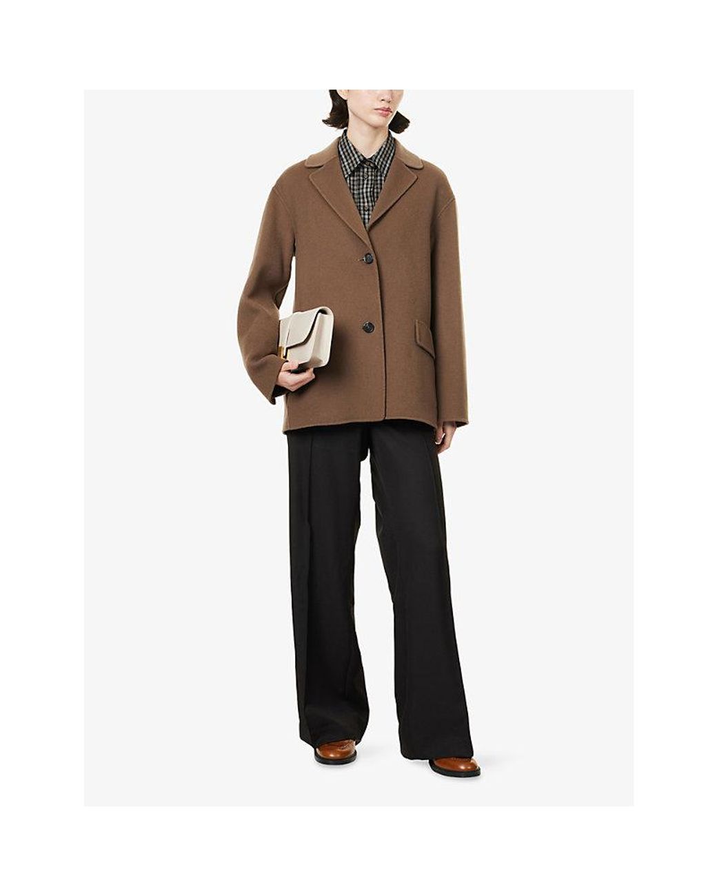 Max Mara Brown Notch-Lapel Single-Breasted Wool Jacket