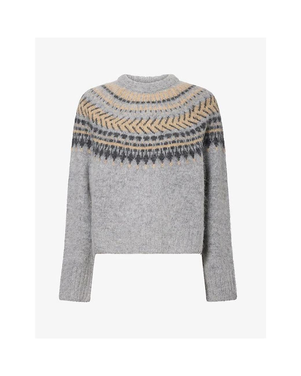 Barbour Gray Annette Fair Isle Knitted Jumper