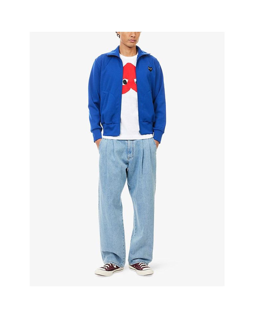 COMME DES GARÇONS PLAY Red Brand-Print Crewneck Cotton-Jersey T-Shirt for men