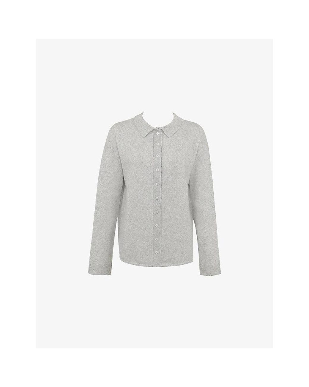 House Of Cb Gray Devon Relaxed-Fit Wool-Blend Shirt