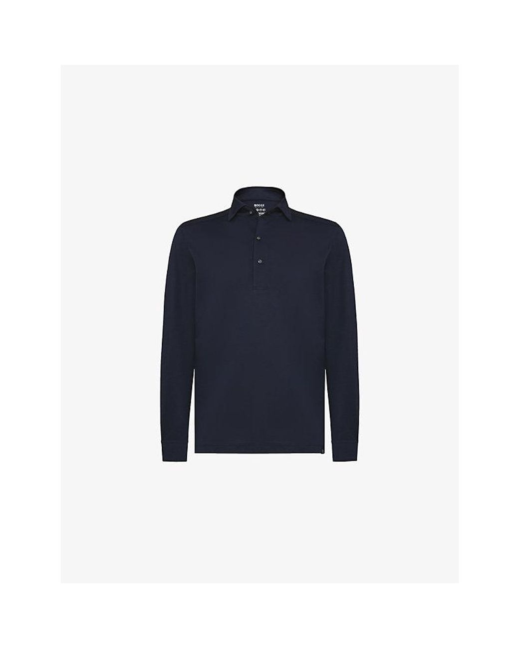 Boggi Blue Collared Long-Sleeve Cotton-Jersey Shirt for men