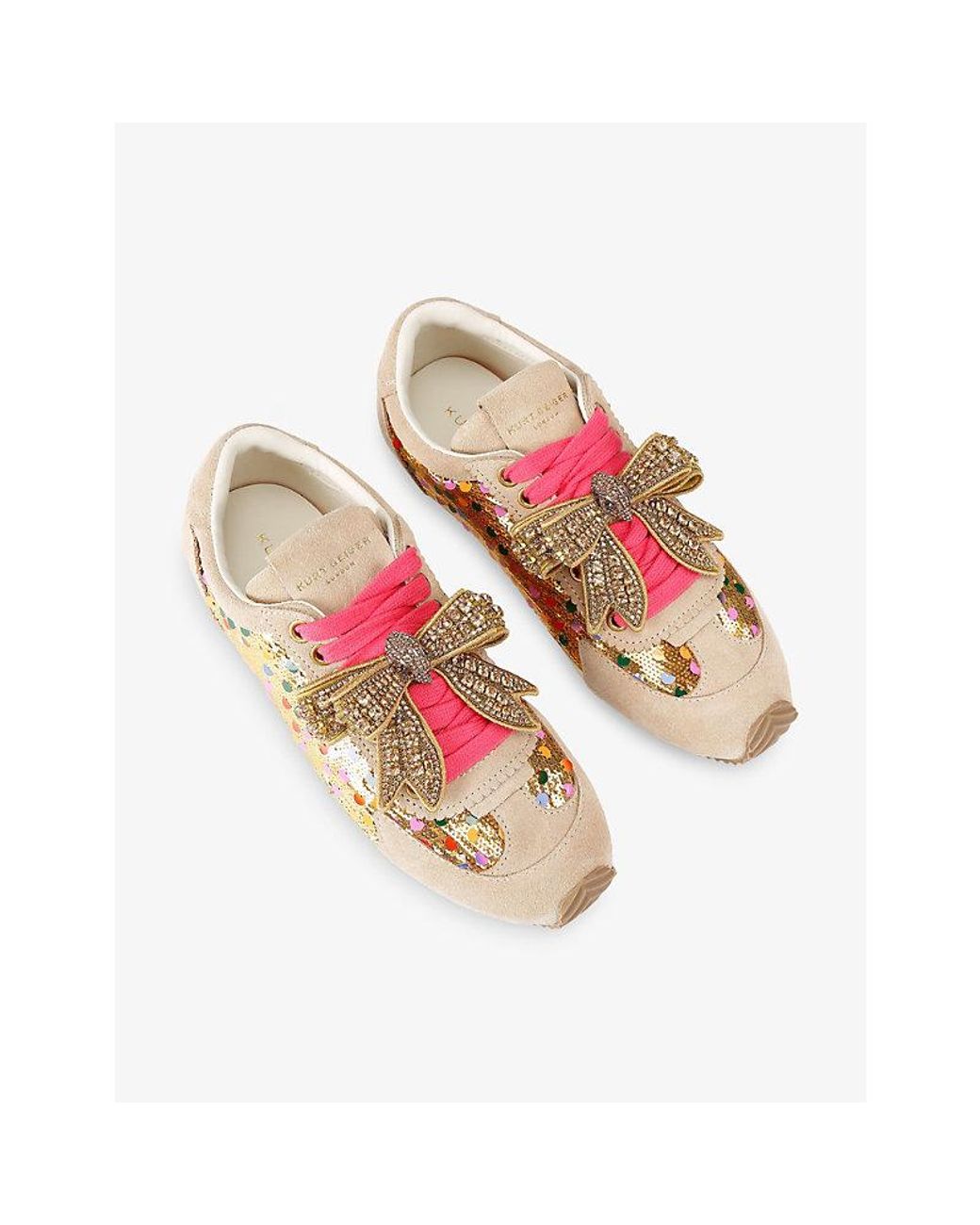 Kurt Geiger Natural Islington Bow Suede Trainers