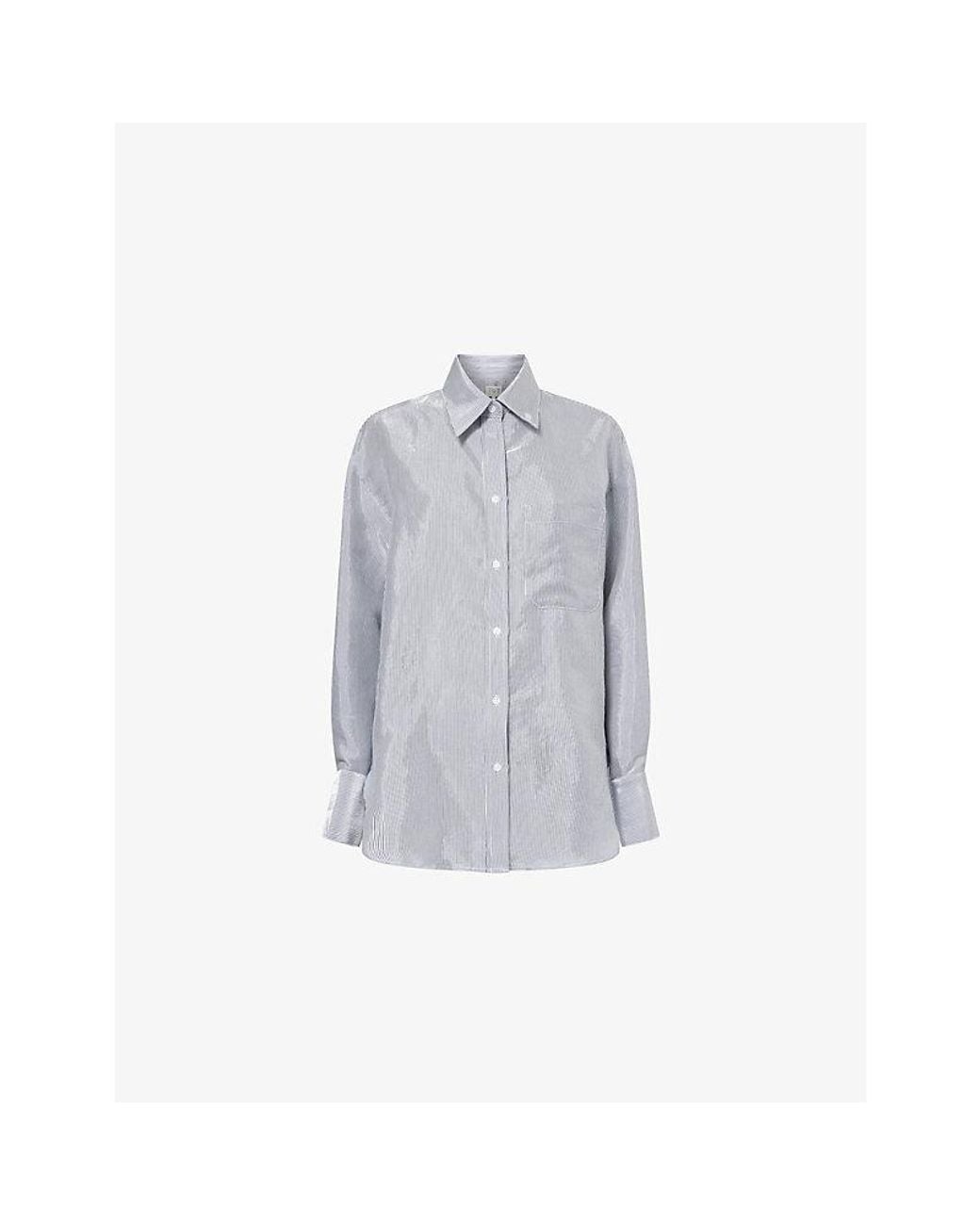 Twp Gray Big Joe Oversized Striped Cotton-Blend Shirt