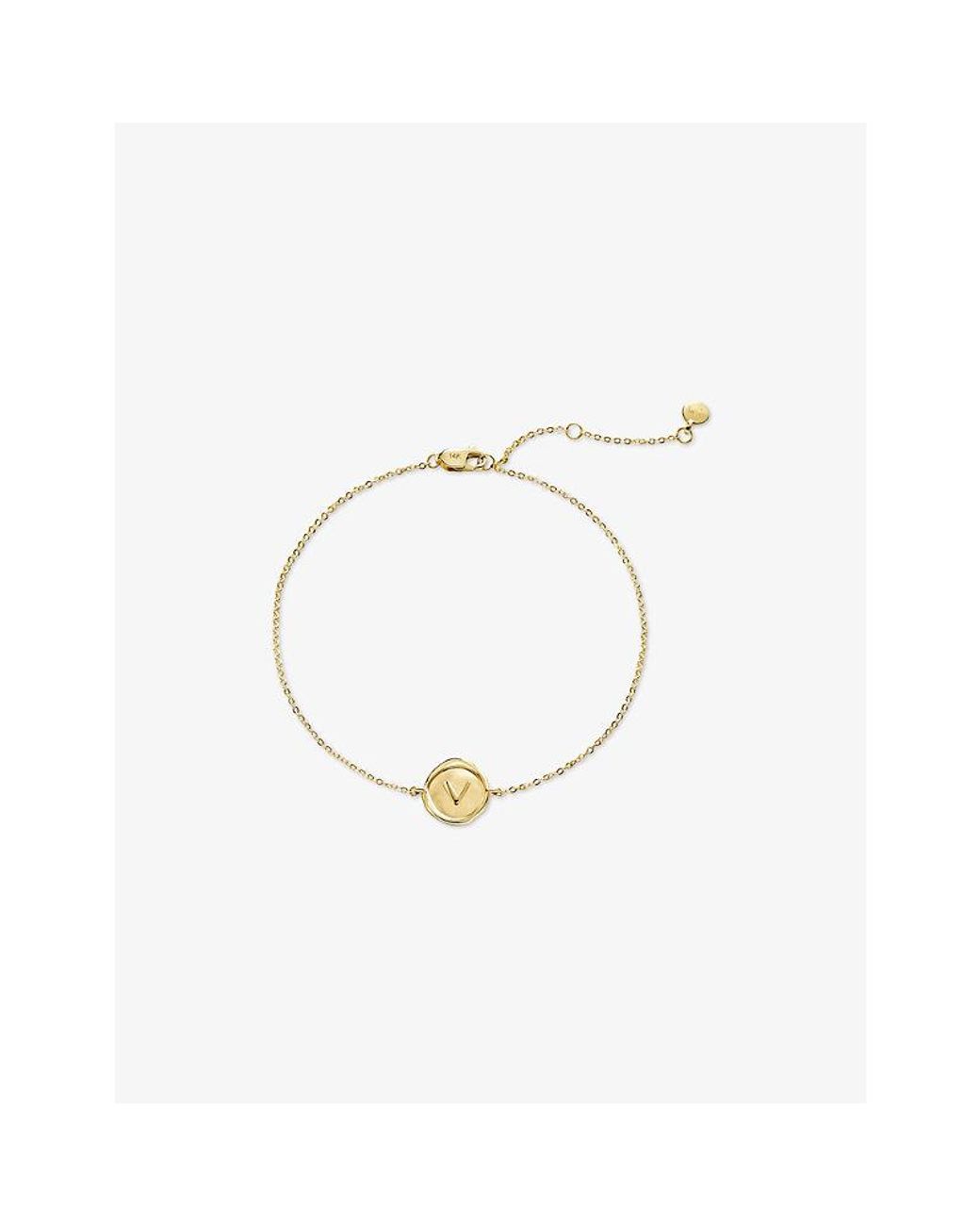 Monica Vinader Metallic Initial-V Stamp 18Ct-Vermeil Chain Bracelet