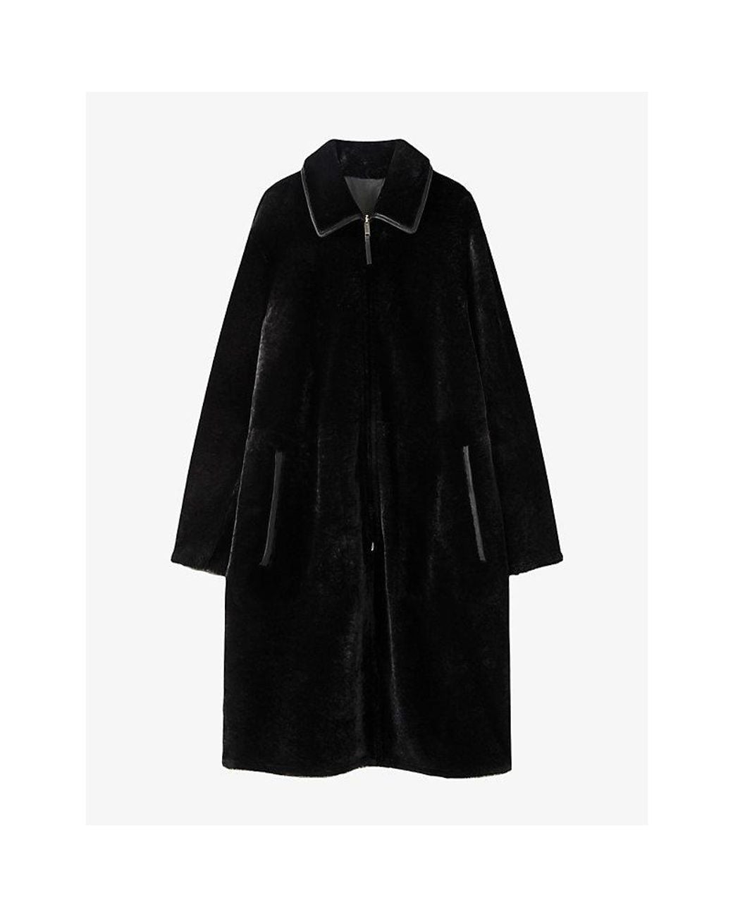 Joseph Black Caspian Reversible Shearling And Leather Coat