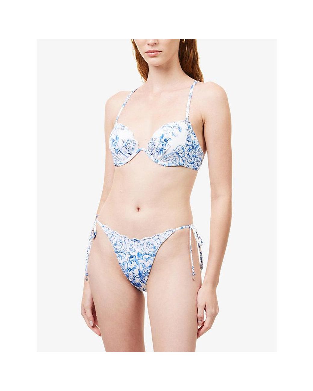 Camilla Blue Moulded-Cup Bikini Top