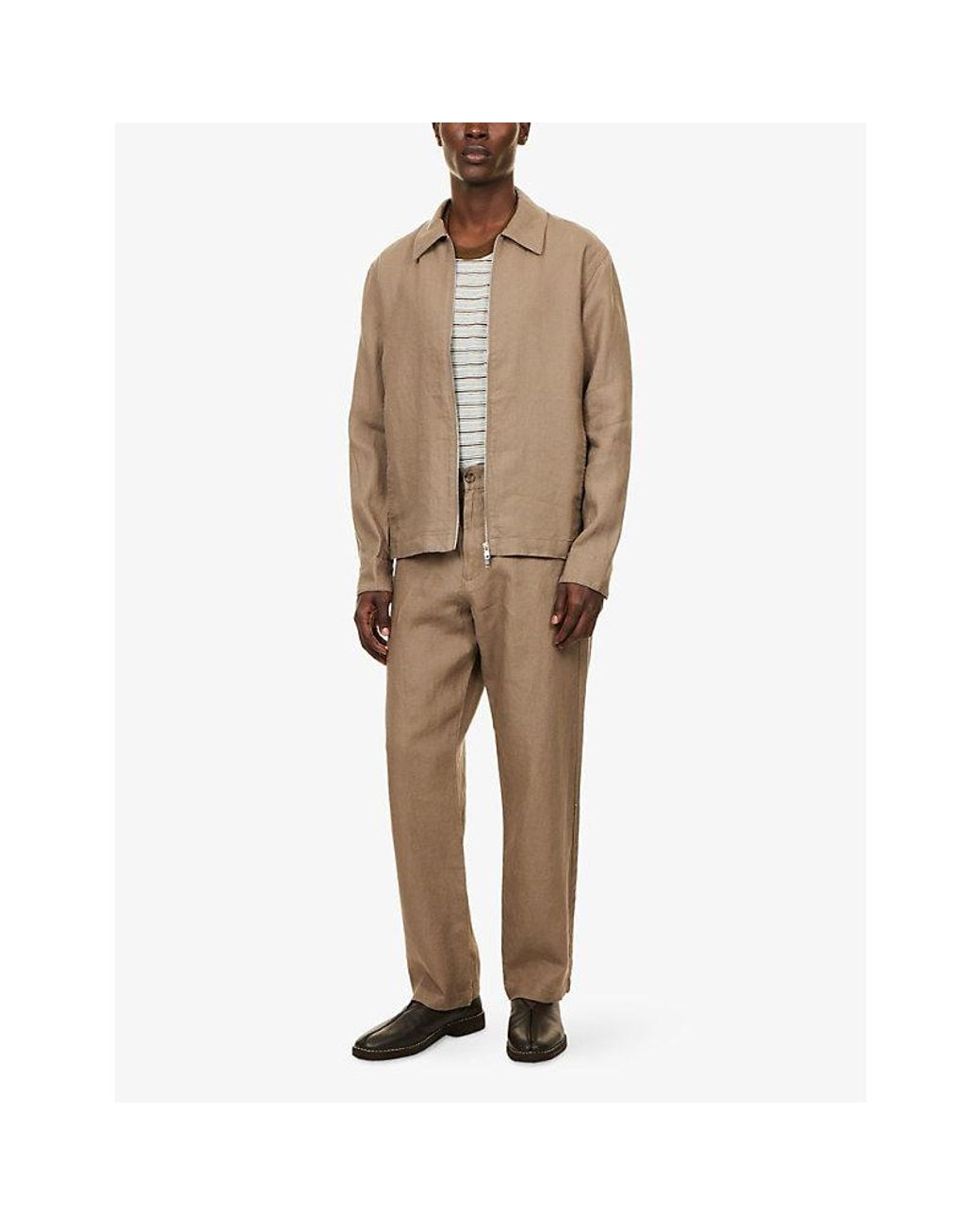NN07 Natural Aden Straight-Leg Linen Trousers for men