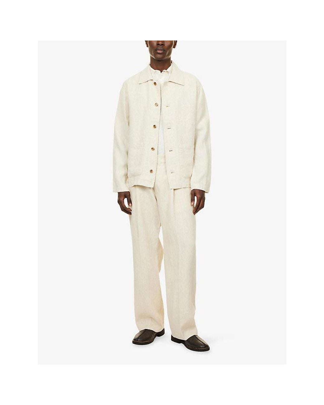NN07 Natural Morgan Button-Up Linen Jacket for men