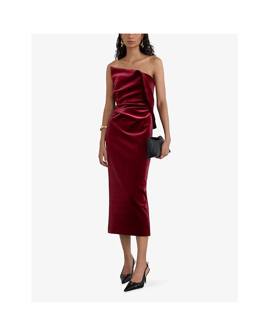 Reiss Dasha Structured Strapless Stretch-Velvet Midi Dress