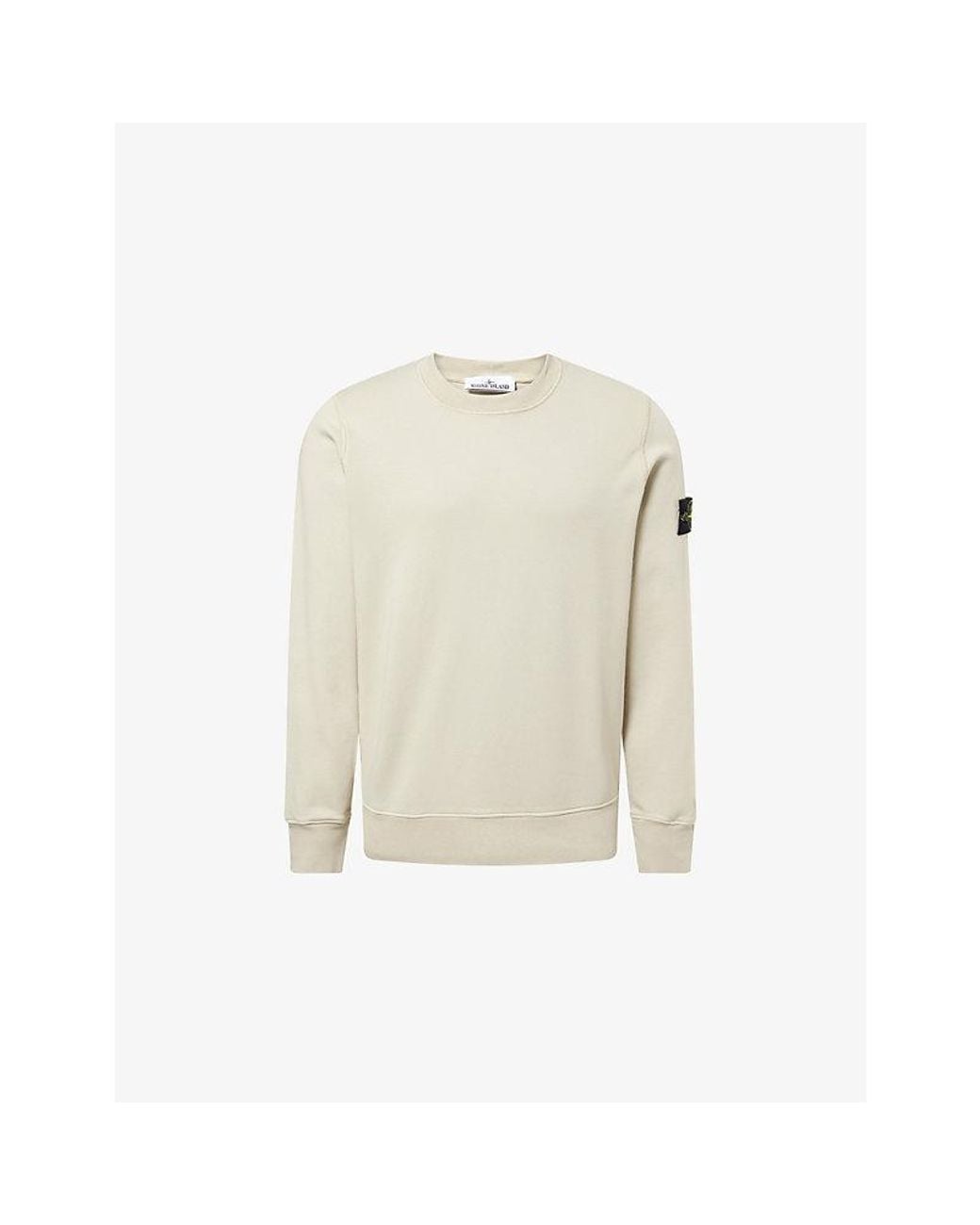 Stone Island Natural 51 Crewneck Logo-Patch Cotton Sweatshirt for men