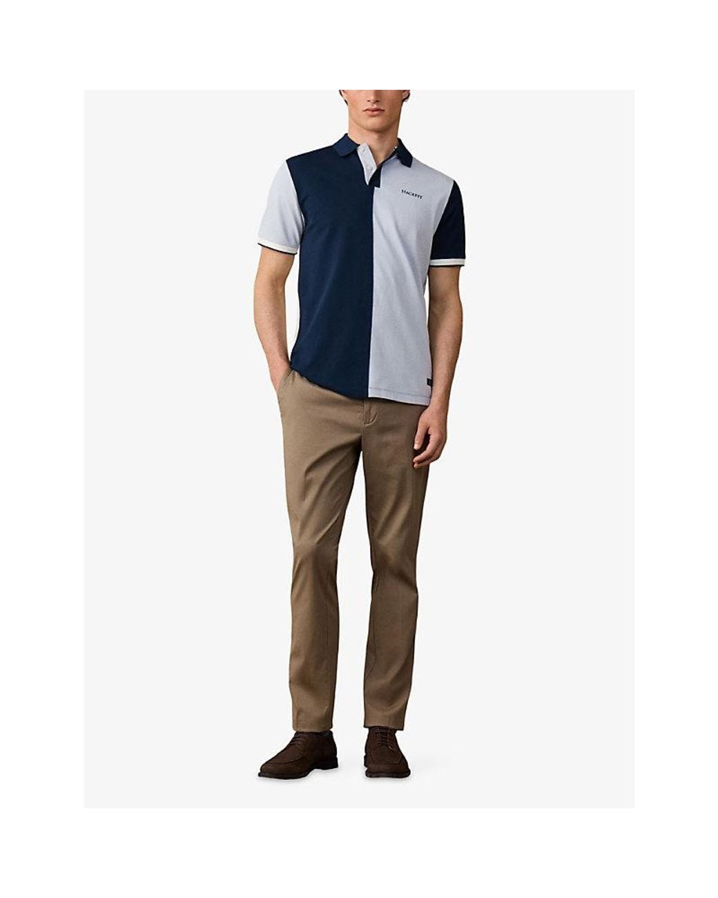 Hackett Blue Heritage Number-Embroidered Short-Sleeve Cotton Polo for men