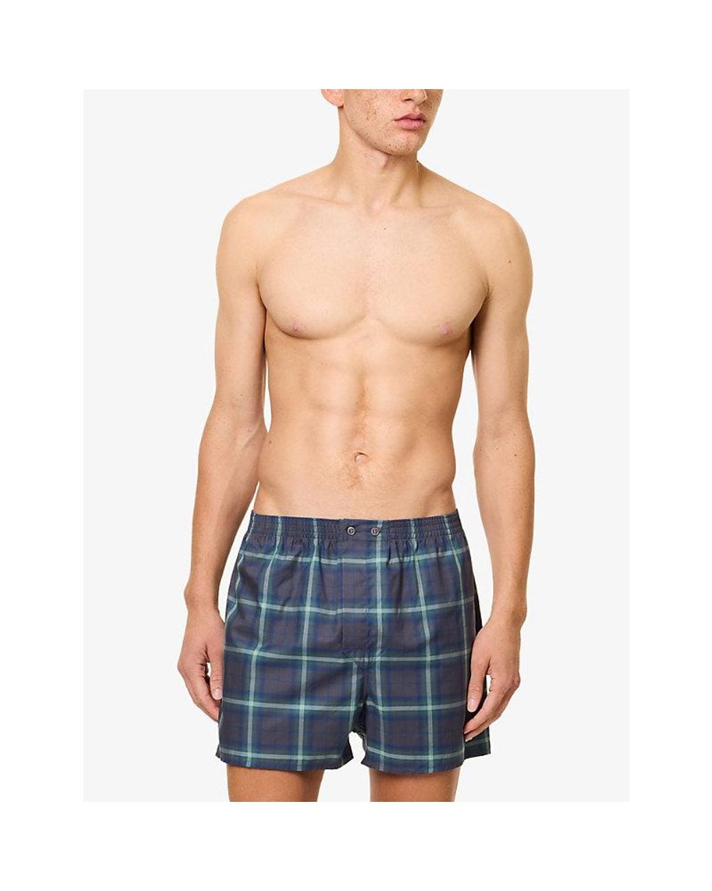 Derek Rose Blue Barker Classic-Fit Cotton Boxer Shorts for men