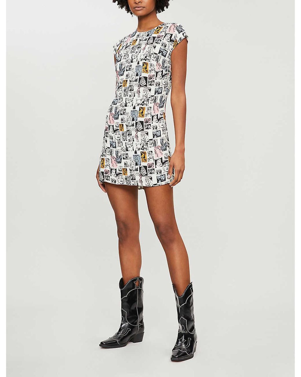 Reformation Lilah Cartoon print Crepe Mini Dress Lyst