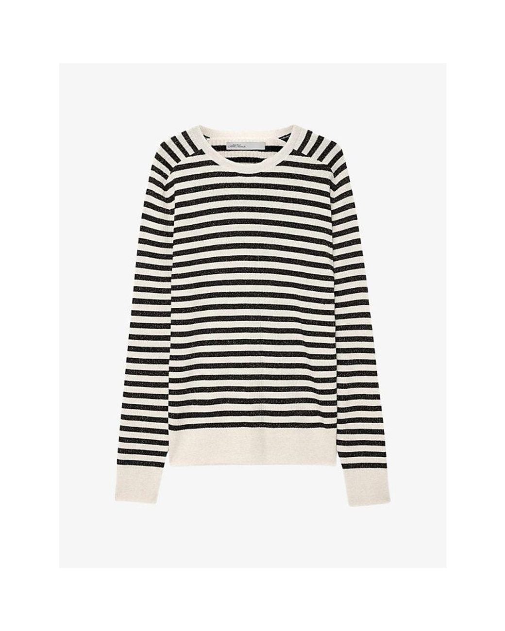 AllSaints Black Astrid Striped Metallic Wool-Blend Jumper for men