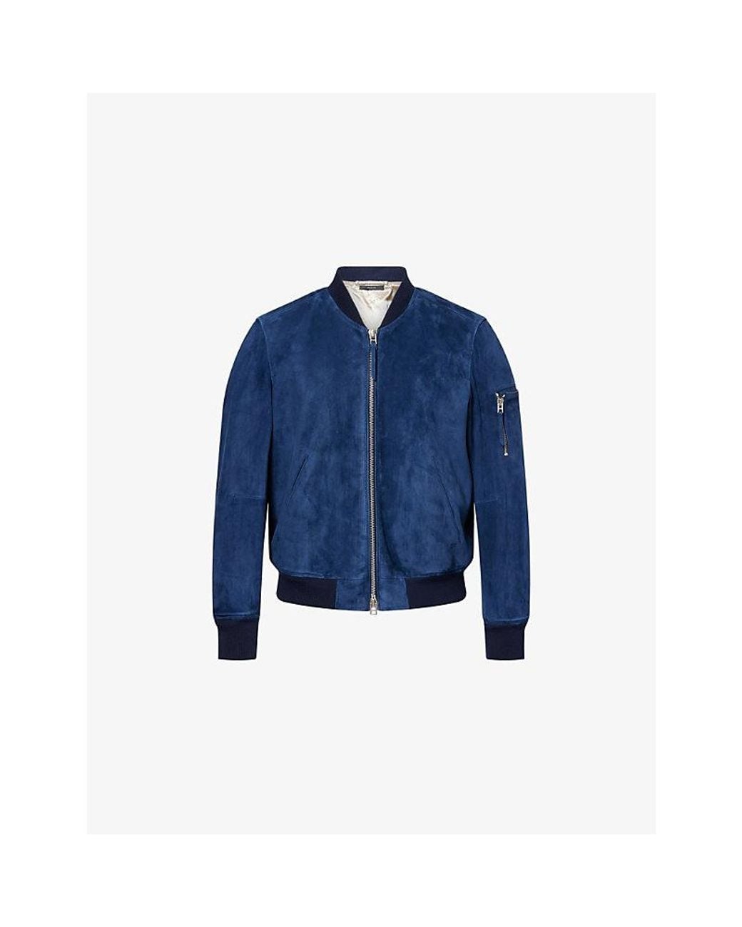 Tom Ford Blue Contrast-Trim Suede Bomber Jacket for men