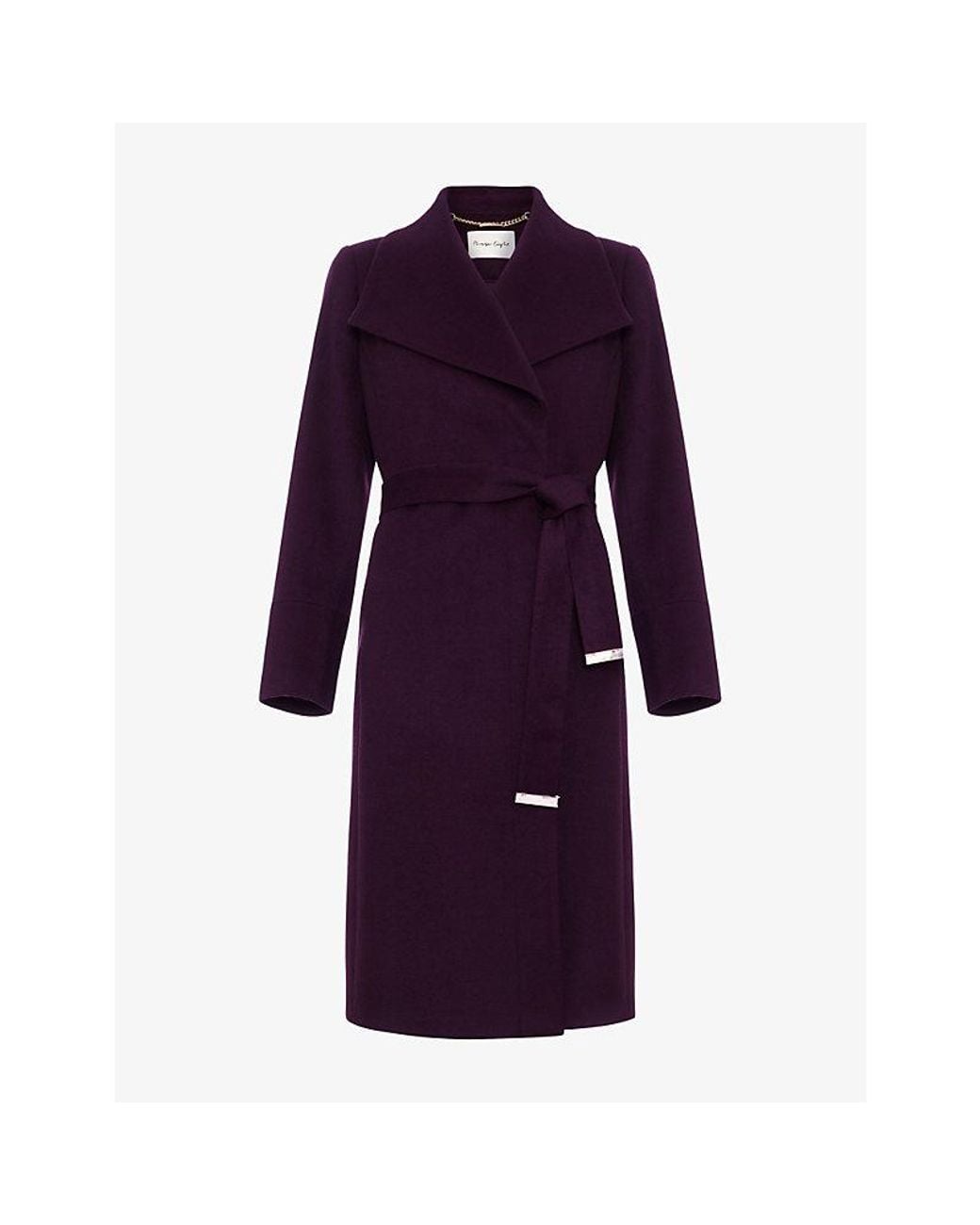 Phase Eight Purple Nicci Belted-Waist Wool-Blend Coat