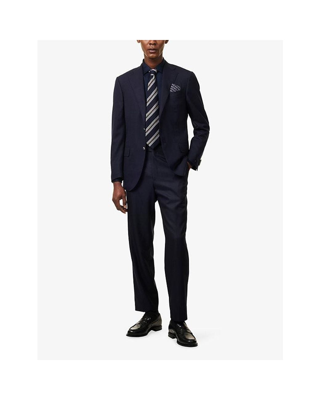 Corneliani Blue Straight-Leg Wool Trousers for men