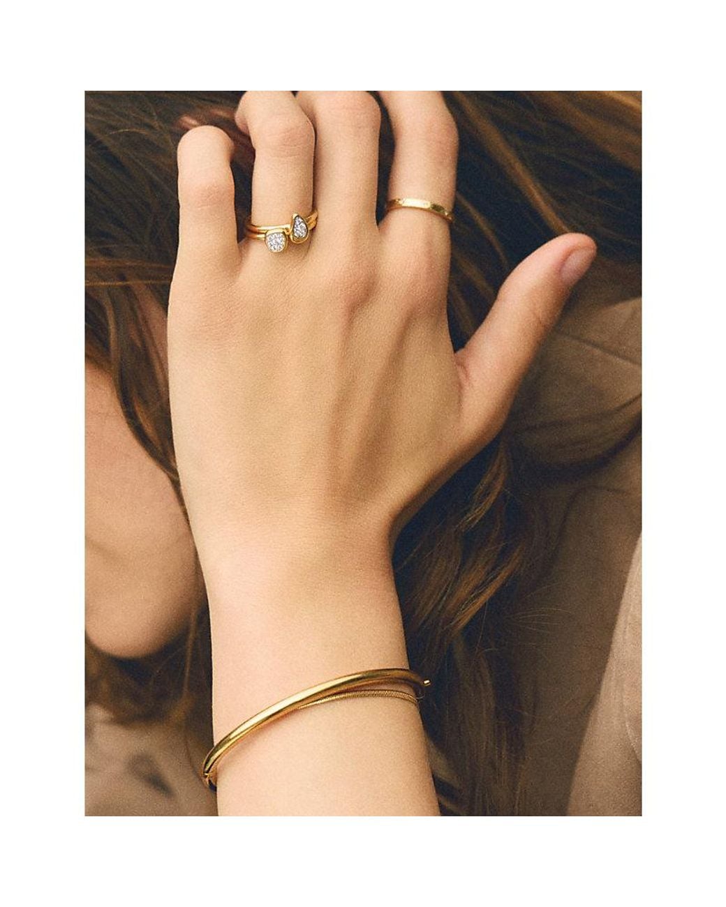 Missoma Metallic Molten Soft Square Pavé 18Ct-Plated Brass Ring
