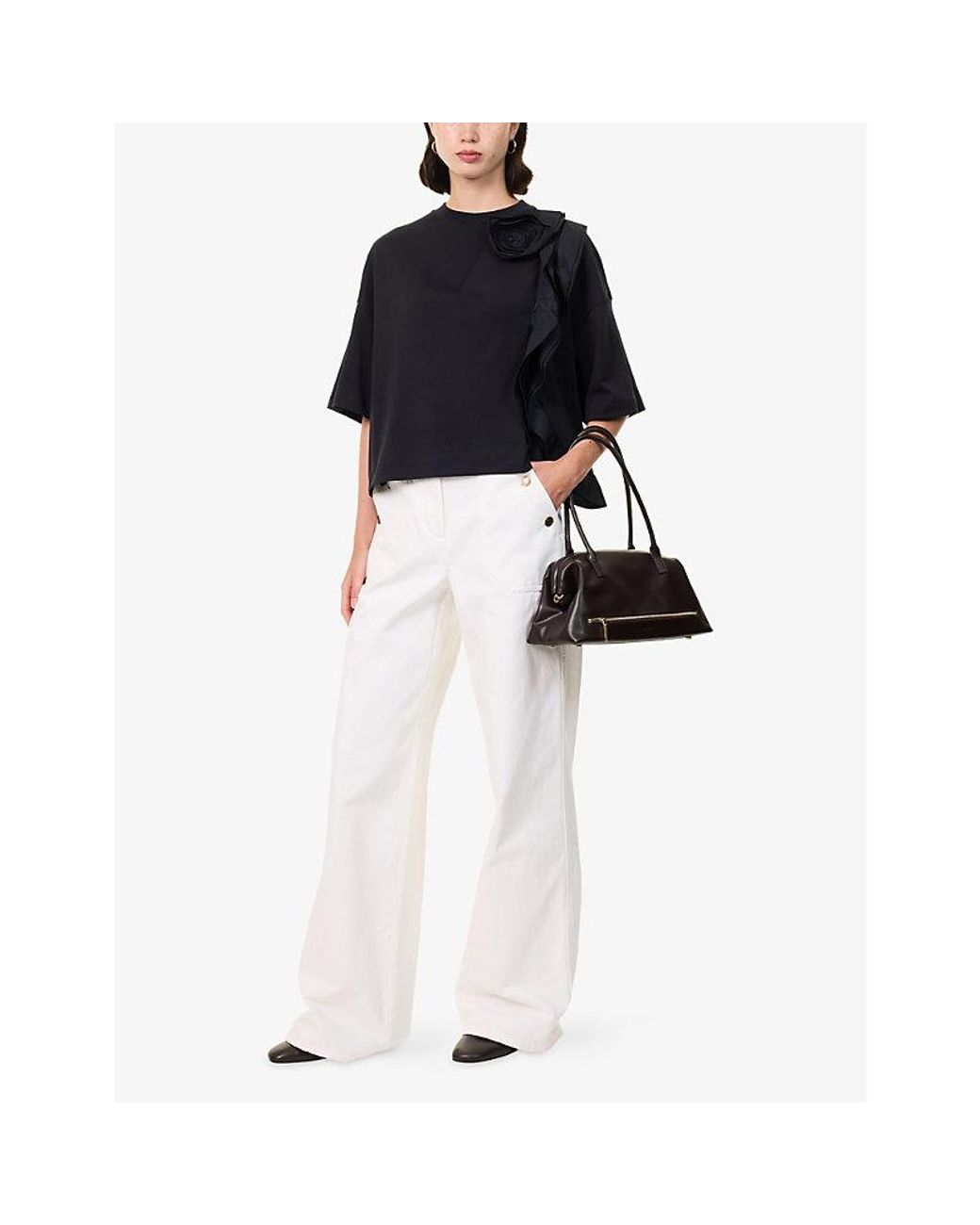 Max Mara White Wide-Leg Denim Trousers