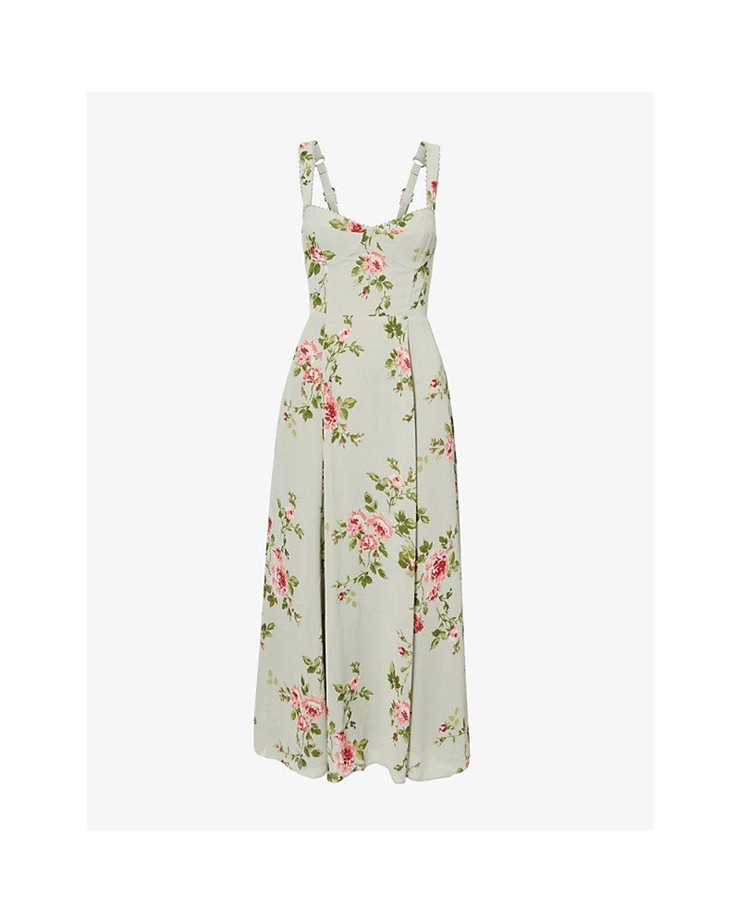 Reformation Metallic Lela Floral-Print Woven Midi Dress