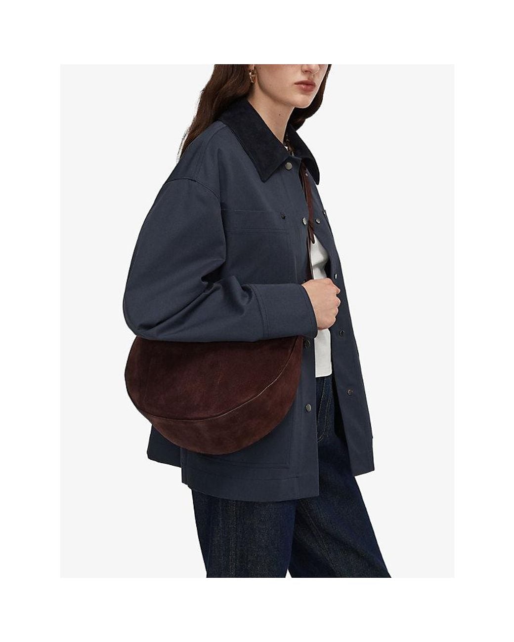 Joseph Brown Bean Large Suede Shoulder Bag
