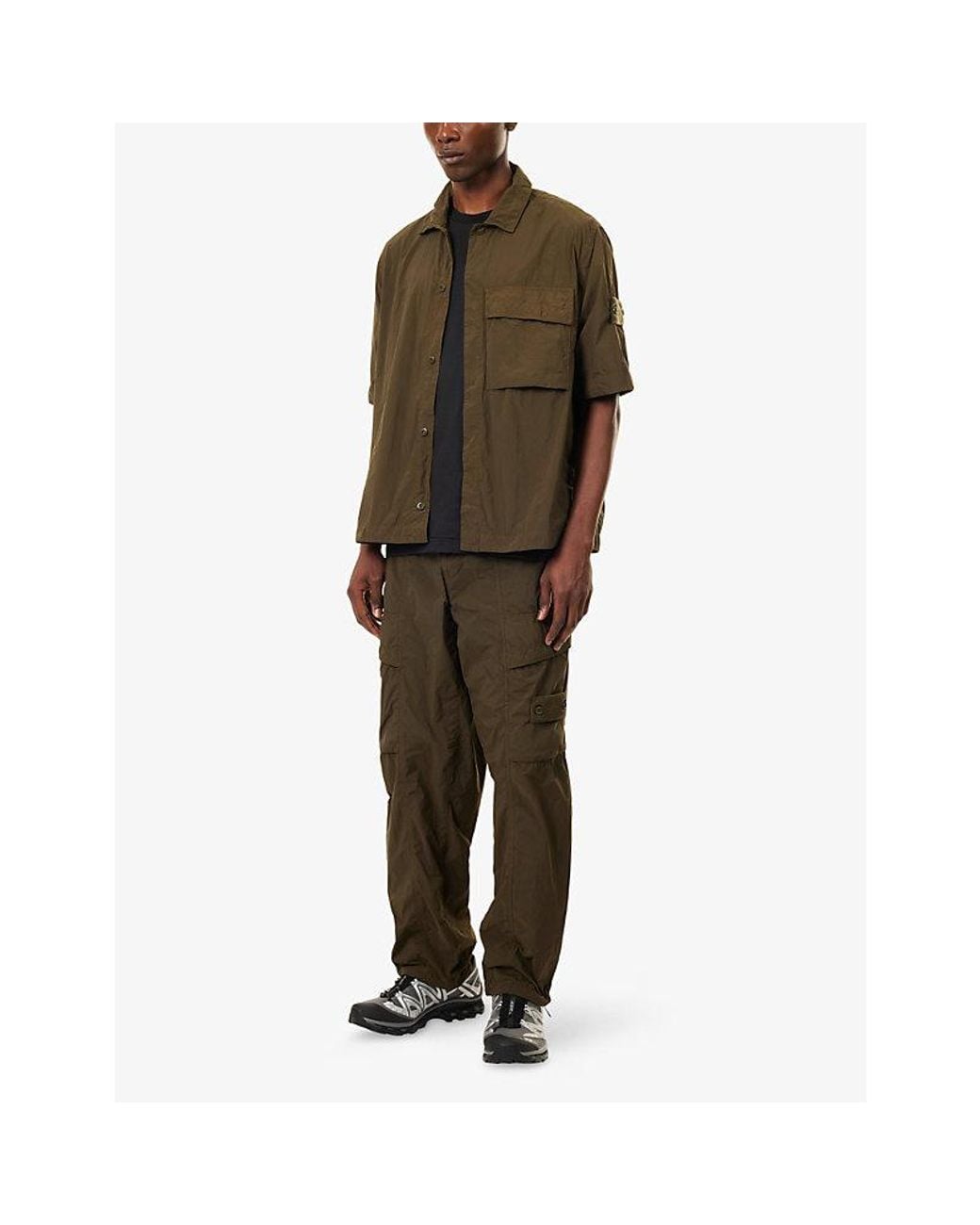 Stone Island Green Smerigliato Ghost Woven Cargo Trousers for men