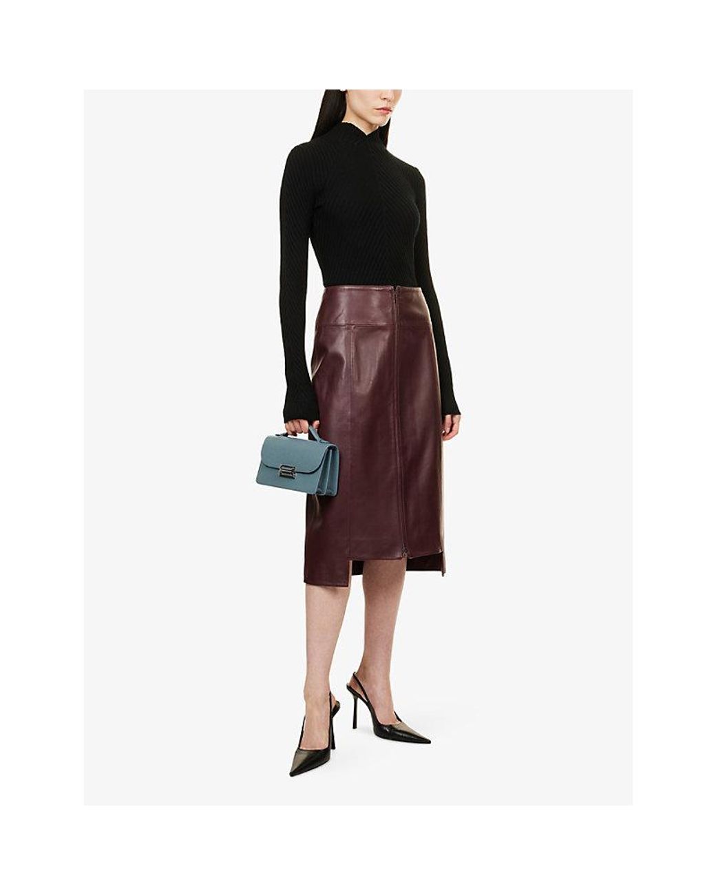 Victoria Beckham Black Georgia Ribbed-Knit Wool Jumper